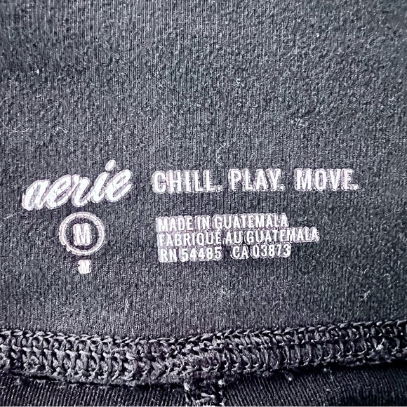 aerie Chill Play Move Black Mesh Panel Mid Rise Cropped Leggings Medium - Picture 11 of 12